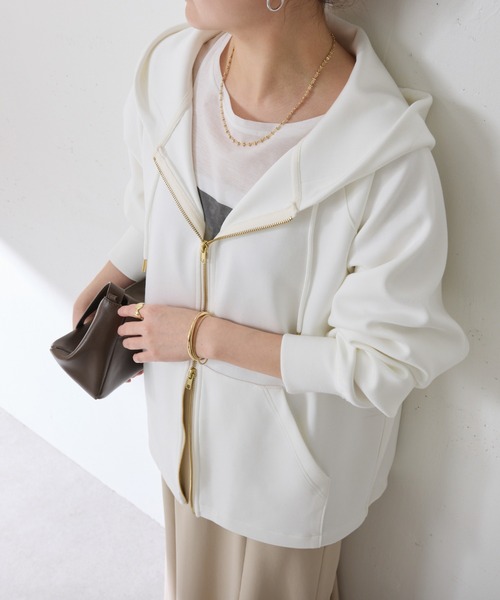 COLLAGE GALLARDAGALANTE（コラージュガリャルダガランテ）の「ポンチダブルジップパーカー/セットアップ可/WEB限定（パーカー・レディース・チャコールグレー/ブラック/ホワイト・FREE）」の6枚目の写真