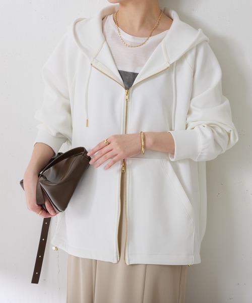 COLLAGE GALLARDAGALANTE（コラージュガリャルダガランテ）の「ポンチダブルジップパーカー/セットアップ可/WEB限定（パーカー・レディース・チャコールグレー/ブラック/ホワイト・FREE）」の7枚目の写真