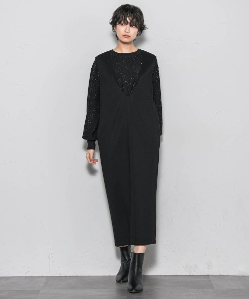 MAYSON GREY（メイソングレイ）の「【ノンアイロン】-3kg見えIラインワンピース≪手洗い可能≫（ワンピース・レディース・ブラック/チャコールグレー・M）」の11枚目の写真