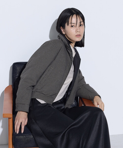 COMME CA(コムサ)の「〔 TALLサイズ 〕 ドビーガンクラブチェック リバーシブルショートダウンブルゾン(ダウンジャケット/コート・レディース・ブラウン/グレー・15号)」の10枚目の写真