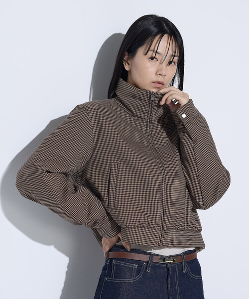 COMME CA(コムサ)の「〔 TALLサイズ 〕 ドビーガンクラブチェック リバーシブルショートダウンブルゾン(ダウンジャケット/コート・レディース・ブラウン/グレー・15号)」の17枚目の写真