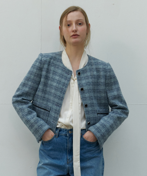 SO IR（ソイール）の「TWEED CROP JACKET - SKYBLUE（その他アウター・レディース・その他・FREE）」の3枚目の写真