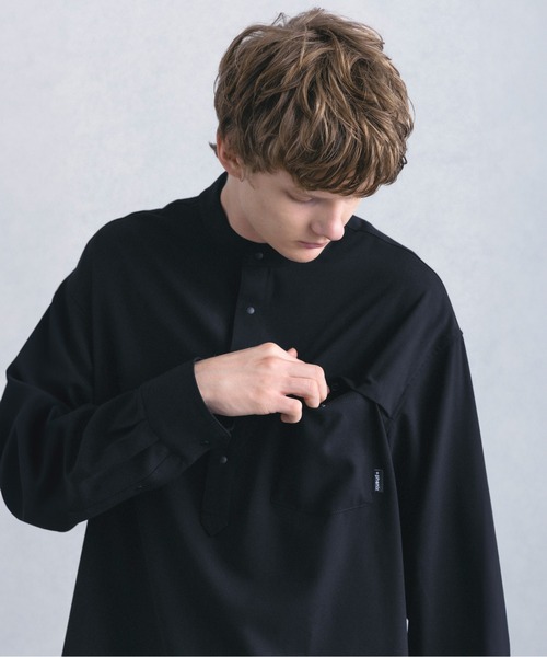 +phenix（プラスフェニックス）の「【WEB・直営店限定】+phenix(プラスフェニックス)PULLOVER BAND COLLAR SHIRT プルオーバーバンドカラーシャツ（シャツ/ブラウス・メンズ・チャコール/ブラック/ライトグレー・M/XL/L）」の17枚目の写真