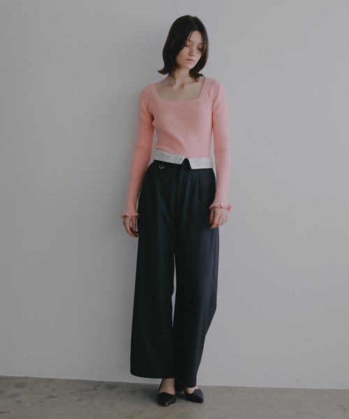 MANOF（マノフ）の「SQUARE RIB KNIT TOPS（ニット/セーター・レディース・ピンク/ホワイト/ブラック・F）」の17枚目の写真