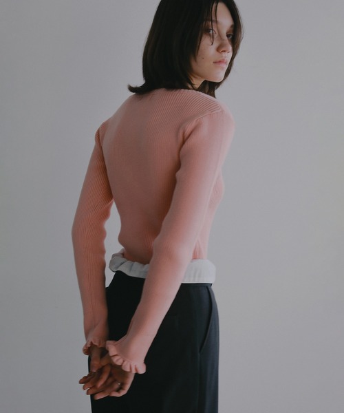 MANOF（マノフ）の「SQUARE RIB KNIT TOPS（ニット/セーター・レディース・ピンク/ホワイト/ブラック・F）」の18枚目の写真