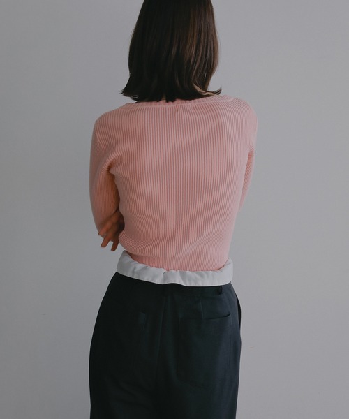 MANOF（マノフ）の「SQUARE RIB KNIT TOPS（ニット/セーター・レディース・ピンク/ホワイト/ブラック・F）」の19枚目の写真