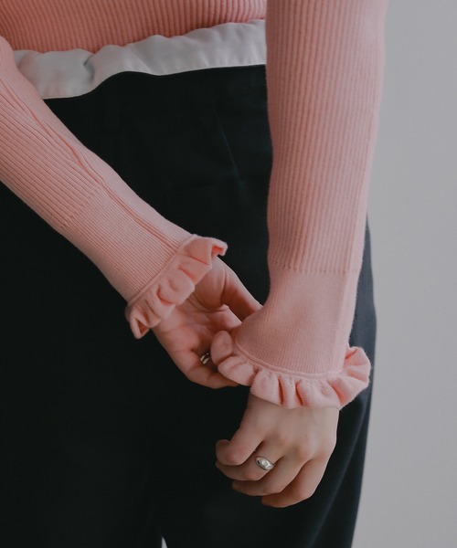 MANOF（マノフ）の「SQUARE RIB KNIT TOPS（ニット/セーター・レディース・ピンク/ホワイト/ブラック・F）」の20枚目の写真