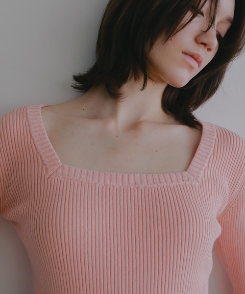 MANOF（マノフ）の「SQUARE RIB KNIT TOPS（ニット/セーター・レディース・ピンク/ホワイト/ブラック・F）」の21枚目の写真