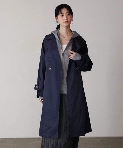 shetila(シェティラ)の「コットンポリエステルツイル ロングトレンチコート(トレンチコート・レディース・ネイビー/ライトベージュ・M)」の16枚目の写真