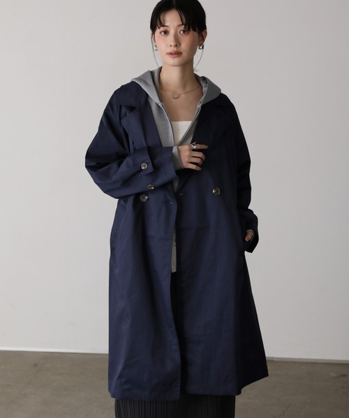 shetila(シェティラ)の「コットンポリエステルツイル ロングトレンチコート(トレンチコート・レディース・ネイビー/ライトベージュ・M)」の17枚目の写真