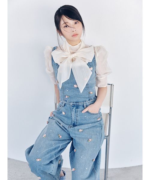 LILY BROWN（リリーブラウン）の「【USAGIONLINE・ZOZOTOWN限定】[L.B CANDY STOCK]バリエーションビジューデニムビスチェ（その他トップス・レディース・ブラック/ブルー・F）」の8枚目の写真