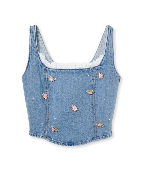 LILY BROWN（リリーブラウン）の「【USAGIONLINE・ZOZOTOWN限定】[L.B CANDY STOCK]バリエーションビジューデニムビスチェ（その他トップス・レディース・ブラック/ブルー・F）」の12枚目の写真