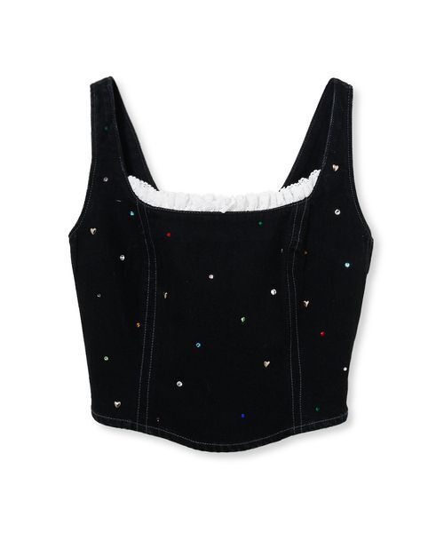 LILY BROWN（リリーブラウン）の「【USAGIONLINE・ZOZOTOWN限定】[L.B CANDY STOCK]バリエーションビジューデニムビスチェ（その他トップス・レディース・ブラック/ブルー・F）」の13枚目の写真