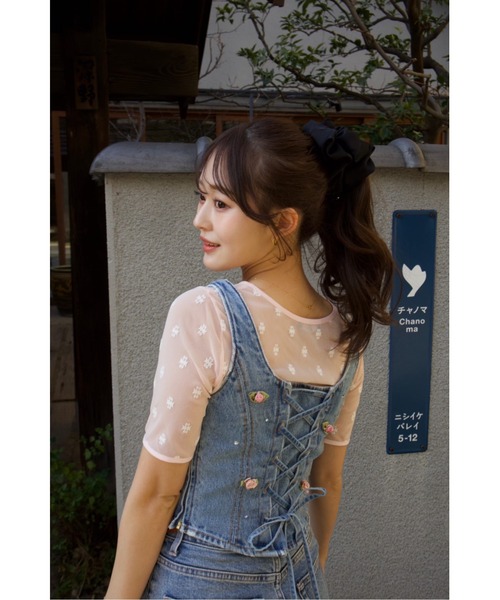 LILY BROWN（リリーブラウン）の「【USAGIONLINE・ZOZOTOWN限定】[L.B CANDY STOCK]バリエーションビジューデニムビスチェ（その他トップス・レディース・ブラック/ブルー・F）」の14枚目の写真