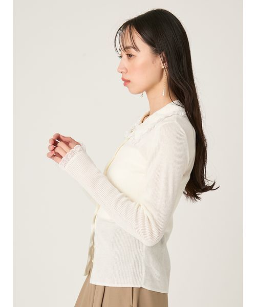 FRAY I.D(フレイアイディー)の「レースカラーニットカーディガン(カーディガン/ボレロ・レディース・ブラック/オフホワイト/グレー/ブルー・F)」の7枚目の写真