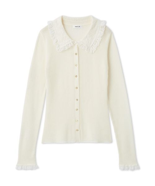 FRAY I.D(フレイアイディー)の「レースカラーニットカーディガン(カーディガン/ボレロ・レディース・ブラック/オフホワイト/グレー/ブルー・F)」の15枚目の写真