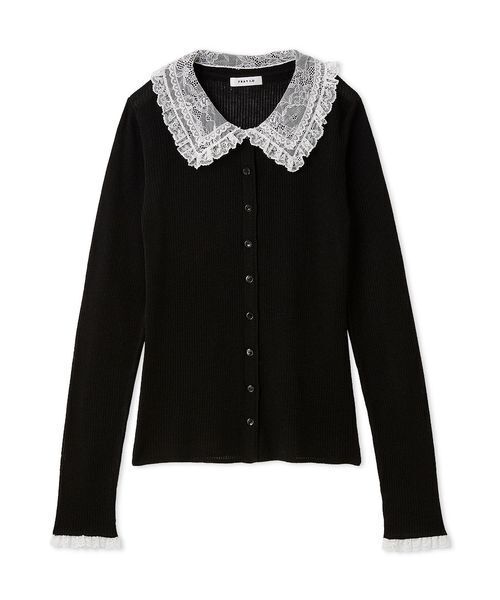 FRAY I.D(フレイアイディー)の「レースカラーニットカーディガン(カーディガン/ボレロ・レディース・ブラック/オフホワイト/グレー/ブルー・F)」の16枚目の写真