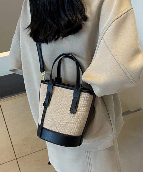 ONEP STAR(ワンピスター)の「編み込み×レザー切替ショルダーバッグ(ショルダーバッグ・レディース・ダークブラウン/ブラウン/ブラック・FREE)」の5枚目の写真