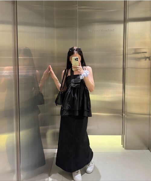 MUSINSA STANDARD WOMAN（ムシンサスタンダードウーマン）の「ウィメンズ CP マキシスカート [ブラック]（スカート・レディース・その他・LARGE/MEDIUM/SMALL/X-SMALL/X-LARGE）」の3枚目の写真