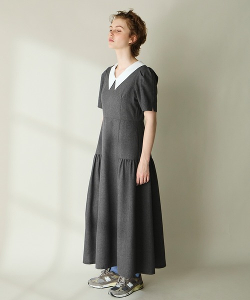 セール】【Cherir Mignon】サイドギャザークレリックワンピース