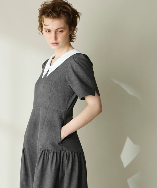 Cherir Mignon(シェリルミニョン)の「【Cherir Mignon】サイドギャザークレリックワンピース(ワンピース・レディース・チャコールグレー/ブラウン・S/M)」の18枚目の写真