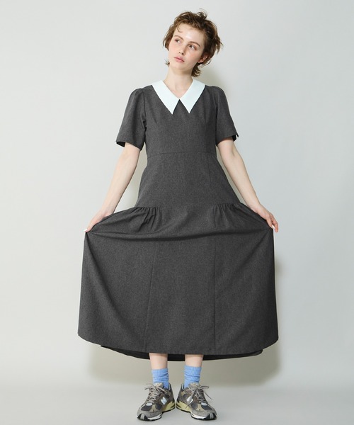 Cherir Mignon(シェリルミニョン)の「【Cherir Mignon】サイドギャザークレリックワンピース(ワンピース・レディース・チャコールグレー/ブラウン・S/M)」の21枚目の写真