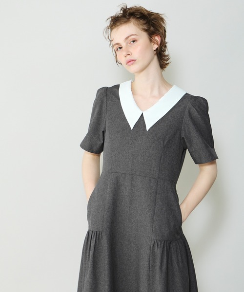 Cherir Mignon(シェリルミニョン)の「【Cherir Mignon】サイドギャザークレリックワンピース(ワンピース・レディース・チャコールグレー/ブラウン・S/M)」の22枚目の写真