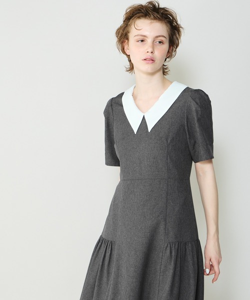 Cherir Mignon(シェリルミニョン)の「【Cherir Mignon】サイドギャザークレリックワンピース(ワンピース・レディース・チャコールグレー/ブラウン・S/M)」の15枚目の写真