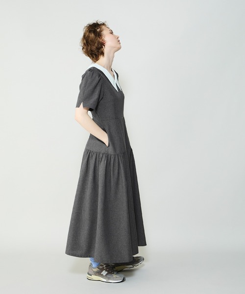 Cherir Mignon(シェリルミニョン)の「【Cherir Mignon】サイドギャザークレリックワンピース(ワンピース・レディース・チャコールグレー/ブラウン・S/M)」の10枚目の写真