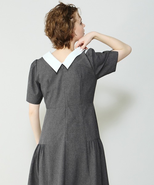 Cherir Mignon(シェリルミニョン)の「【Cherir Mignon】サイドギャザークレリックワンピース(ワンピース・レディース・チャコールグレー/ブラウン・S/M)」の7枚目の写真