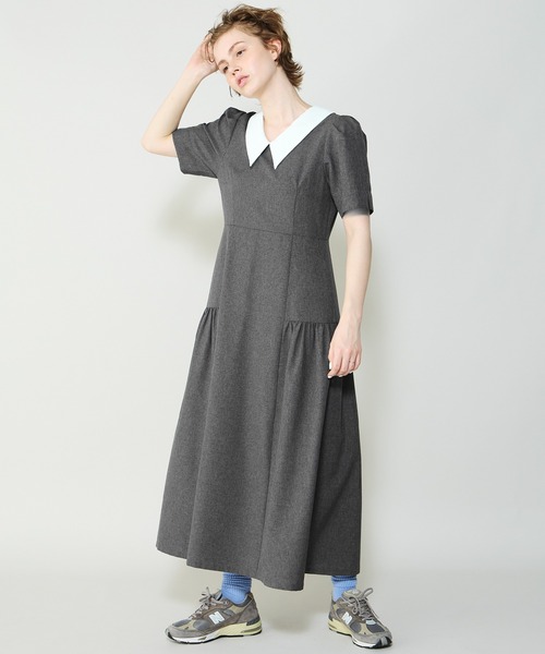 Cherir Mignon(シェリルミニョン)の「【Cherir Mignon】サイドギャザークレリックワンピース(ワンピース・レディース・チャコールグレー/ブラウン・S/M)」の17枚目の写真