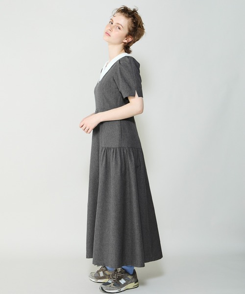 Cherir Mignon(シェリルミニョン)の「【Cherir Mignon】サイドギャザークレリックワンピース(ワンピース・レディース・チャコールグレー/ブラウン・S/M)」の9枚目の写真