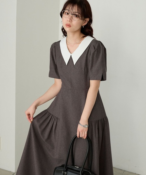 Cherir Mignon(シェリルミニョン)の「【Cherir Mignon】サイドギャザークレリックワンピース(ワンピース・レディース・チャコールグレー/ブラウン・S/M)」の11枚目の写真