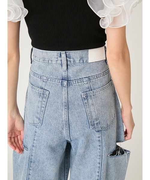 FRAY I.D（フレイアイディー）の「【00サイズあり】カットアウトバレルデニムパンツ（デニムパンツ・レディース・ブラック/ライトブルー/ミント・0/1/00）」の12枚目の写真
