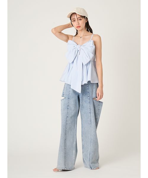 FRAY I.D（フレイアイディー）の「【00サイズあり】カットアウトバレルデニムパンツ（デニムパンツ・レディース・ブラック/ライトブルー/ミント・0/1/00）」の20枚目の写真