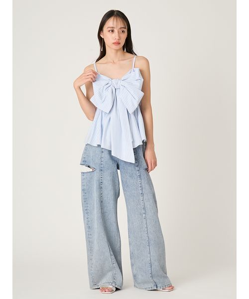 FRAY I.D（フレイアイディー）の「【00サイズあり】カットアウトバレルデニムパンツ（デニムパンツ・レディース・ブラック/ライトブルー/ミント・0/1/00）」の21枚目の写真