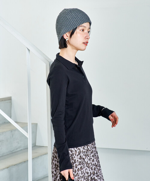 FREAK'S STORE(フリークスストア)の「コットンブレンド ポロ襟 ロンT/ポロロングスリーブ(Tシャツ/カットソー・レディース・ブラウン/レモンイエロー/ブラック・フリ-)」の14枚目の写真
