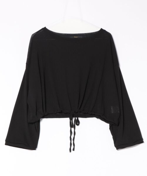 Ritzy（リッツィー）の「ショート丈　ドロップショルダー　トップス（Tシャツ/カットソー・レディース・ブラック/ホワイト・FREE）」の7枚目の写真