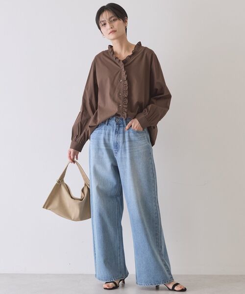 AMERICAN HOLIC(アメリカンホリック)の「ワイドデニムパンツ(デニムパンツ・レディース・ホワイト/ライトインディゴブルー/グレー/ワンウォッシュ・L/M/S)」の10枚目の写真