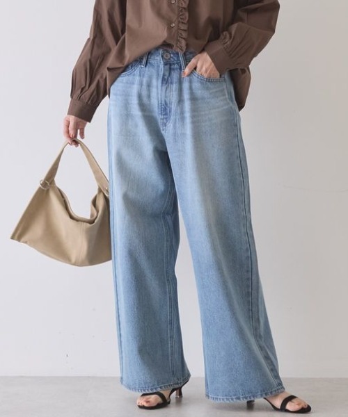 AMERICAN HOLIC(アメリカンホリック)の「ワイドデニムパンツ(デニムパンツ・レディース・ホワイト/ライトインディゴブルー/グレー/ワンウォッシュ・L/M/S)」の1枚目の写真