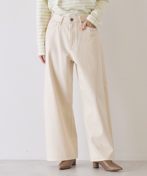 AMERICAN HOLIC(アメリカンホリック)の「ワイドデニムパンツ(デニムパンツ・レディース・ホワイト/ライトインディゴブルー/グレー/ワンウォッシュ・L/M/S)」の2枚目の写真