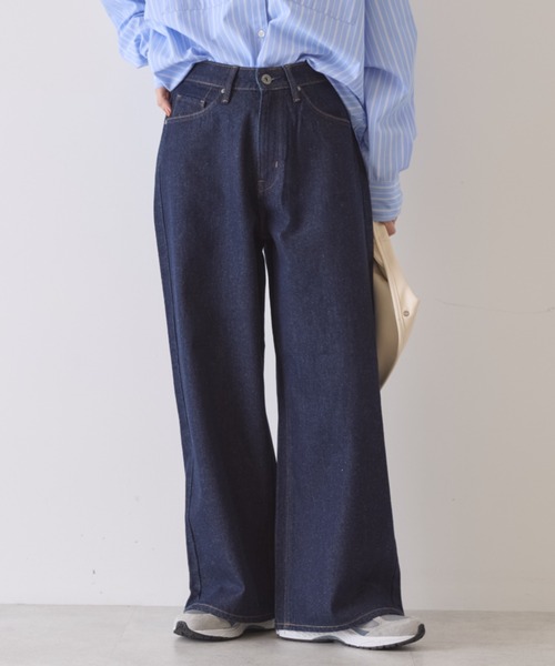 AMERICAN HOLIC(アメリカンホリック)の「ワイドデニムパンツ(デニムパンツ・レディース・ホワイト/ライトインディゴブルー/グレー/ワンウォッシュ・L/M/S)」の4枚目の写真