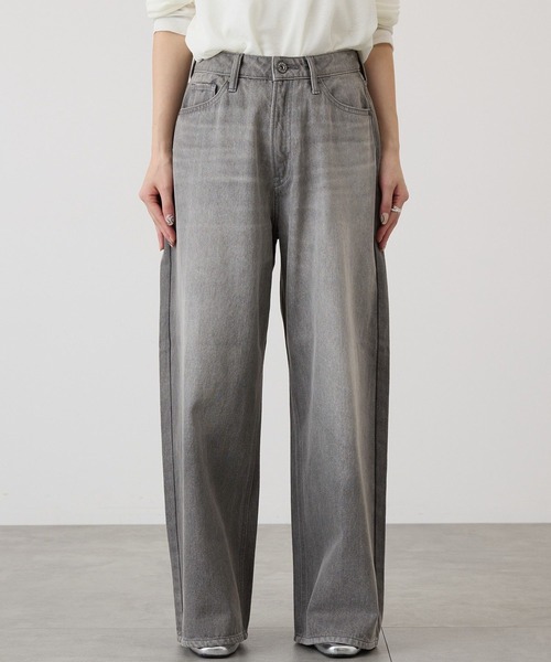 AMERICAN HOLIC(アメリカンホリック)の「ワイドデニムパンツ(デニムパンツ・レディース・ホワイト/ライトインディゴブルー/グレー/ワンウォッシュ・L/M/S)」の6枚目の写真