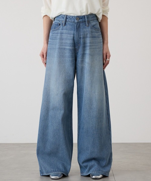 AMERICAN HOLIC(アメリカンホリック)の「ワイドデニムパンツ(デニムパンツ・レディース・ホワイト/ライトインディゴブルー/グレー/ワンウォッシュ・L/M/S)」の7枚目の写真