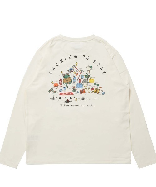 PEANUTS(ピーナッツ)の「ピーナッツ グラフィック長袖Tピーナッツパッキングリスト(Tシャツ/カットソー・レディース・オフホワイト/グリーン・M/L/XL/S)」の3枚目の写真