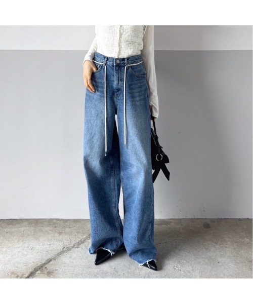 Flugge（フラッジー）の「ロープベルトSETワイドデニム（デニムパンツ・レディース・ブルー・SMALL）」の2枚目の写真