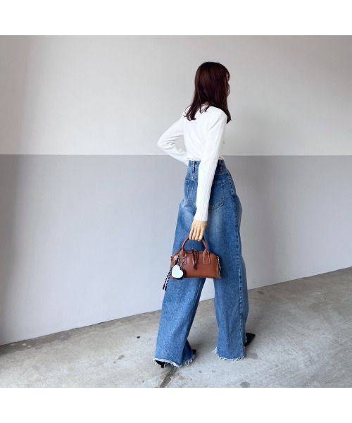 Flugge（フラッジー）の「ロープベルトSETワイドデニム（デニムパンツ・レディース・ブルー・SMALL）」の3枚目の写真
