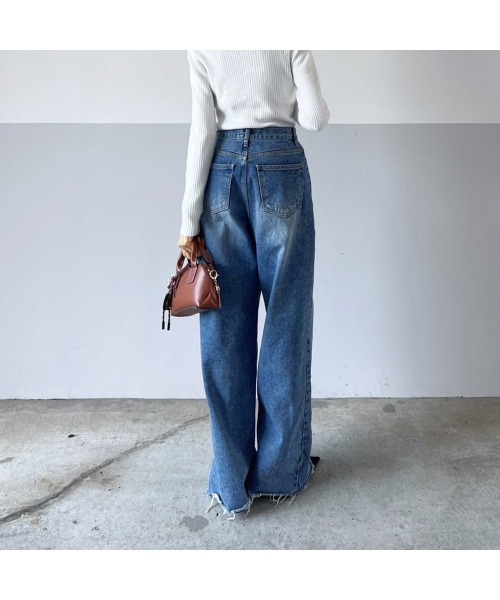 Flugge（フラッジー）の「ロープベルトSETワイドデニム（デニムパンツ・レディース・ブルー・SMALL）」の6枚目の写真