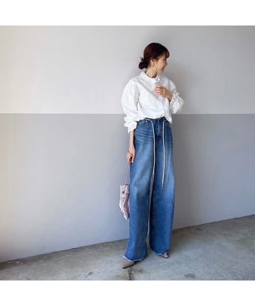 Flugge（フラッジー）の「ロープベルトSETワイドデニム（デニムパンツ・レディース・ブルー・SMALL）」の9枚目の写真