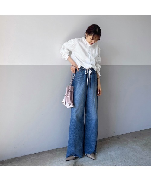Flugge（フラッジー）の「ロープベルトSETワイドデニム（デニムパンツ・レディース・ブルー・SMALL）」の11枚目の写真